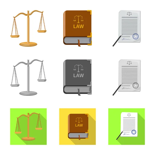 Vektorový design symbol práva a právník. Sada právo a spravedlnost burzovní symbol pro web. — Stockový vektor