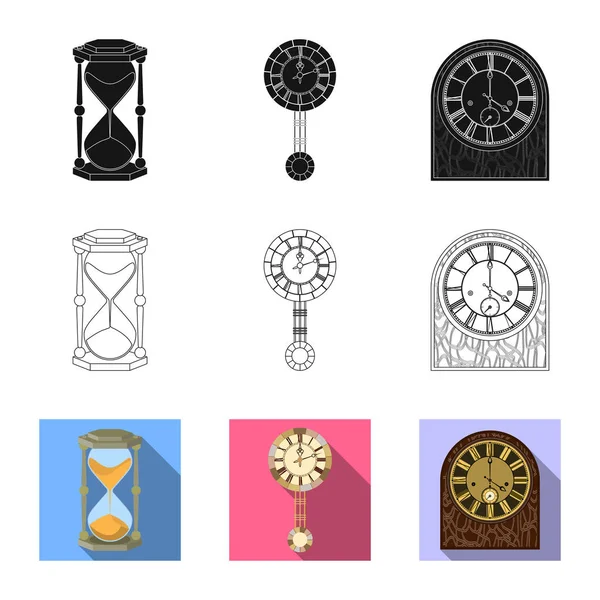Projeto vetorial de relógio e símbolo de tempo. Coleção de relógio e círculo vetor ícone para estoque . — Vetor de Stock