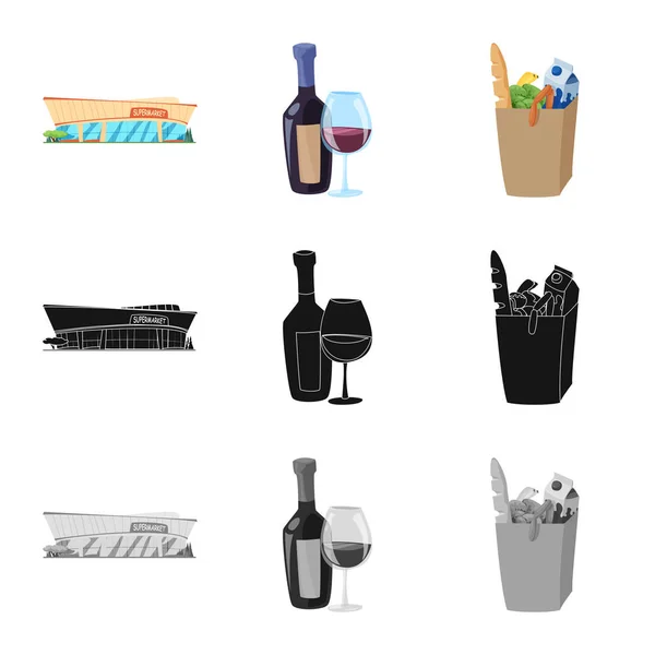 Illustrazione vettoriale dell'icona cibo e bevande. Set di icone vettoriali cibo e negozio per magazzino . — Vettoriale Stock