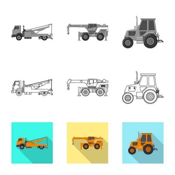 Objeto aislado del icono de construcción y construcción. Conjunto de icono de vector de construcción y maquinaria para stock . — Vector de stock