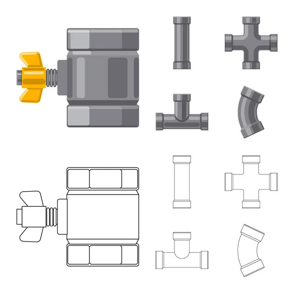 파이프 및 튜브 아이콘 벡터 일러스트입니다. 재고 파이프 및 파이프라인 벡터 아이콘의 컬렉션. — 스톡 벡터
