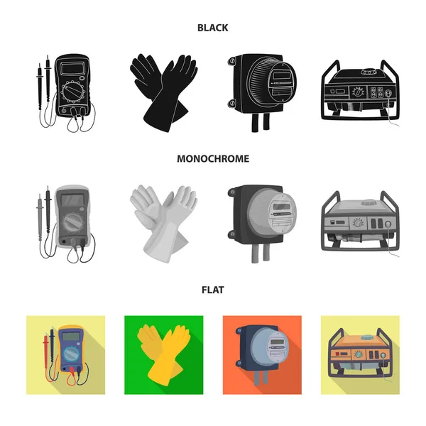 Vektorillustration von Elektrizität und elektrischem Logo. Sammlung von Elektrizitäts- und Energievorratsvektorillustration. — Stockvektor