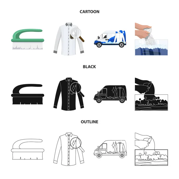 Illustration vectorielle de blanchisserie et icône propre. Ensemble de buanderie et de vêtements stock symbole pour le web . — Image vectorielle