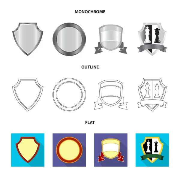 Vektorillustration von Emblem und Abzeichen. Satz Embleme und Aufkleber Stocksymbol für Web. — Stockvektor