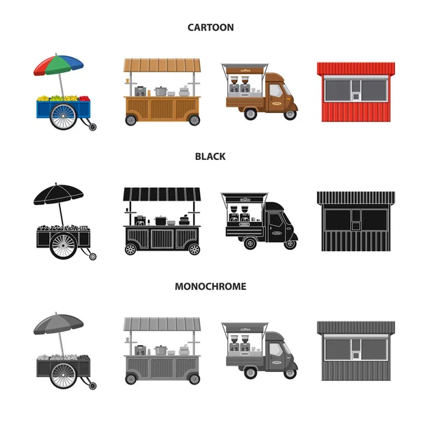 Vektor-Design des Marktes und des äußeren Symbols. Set von Markt- und Nahrungsmittelvektorsymbolen für Aktien. — Stockvektor