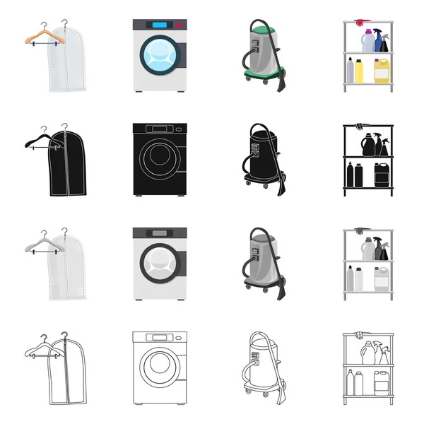 洗衣和清洁标志的矢量设计。洗衣店和衣物的汇集媒介例证. — 图库矢量图片