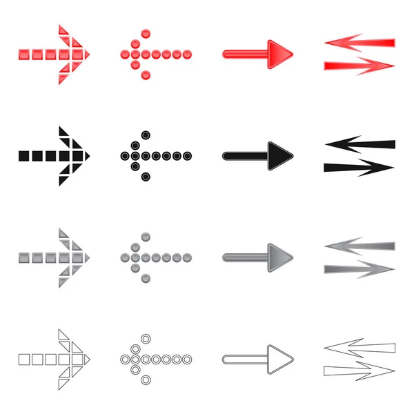 Ilustración vectorial de elemento e icono de flecha. Conjunto de elemento e icono de vector de dirección para stock . — Archivo Imágenes Vectoriales