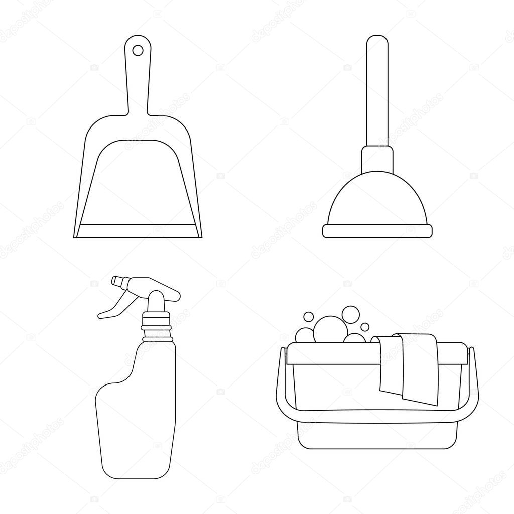 Isolated object of cleaning and service sign. Collection of cleaning and household stock vector illustration.