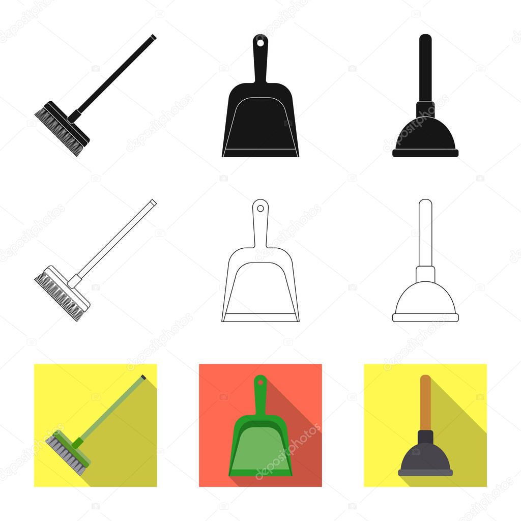 Isolated object of cleaning and service logo. Set of cleaning and household stock vector illustration.