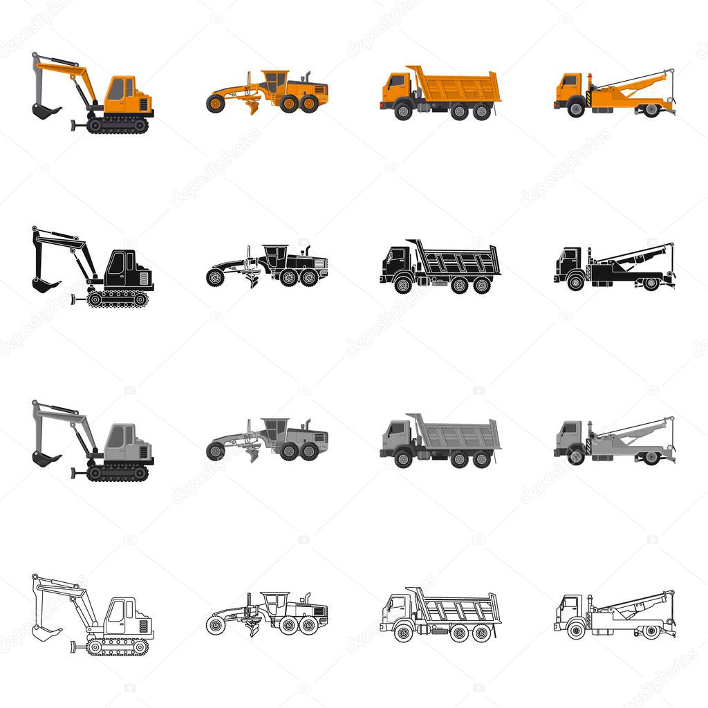 Isolated object of build and construction sign. Set of build and machinery vector icon for stock.