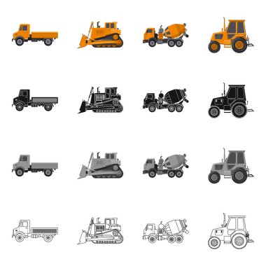 Yapı ve inşaat simge vektör Illustration. Web için yapı ve makine hisse senedi simgesi kümesi.