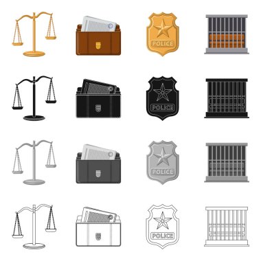 Hukuk ve avukat simge vektör tasarımı. Hukuk ve adalet hisse senedi vektör çizim topluluğu.