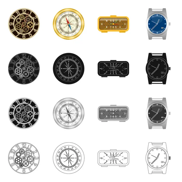 Objeto Isolado Relógio Símbolo Tempo Coleção Relógio Círculo Ilustração Vetor — Vetor de Stock