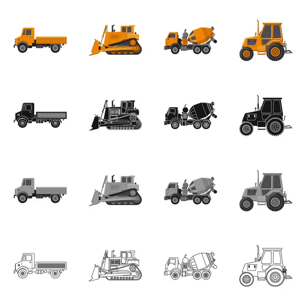 Vectorillustratie van bouw- en constructie-symbool. Set van bouw en machines aandelensymbool voor web. — Stockvector