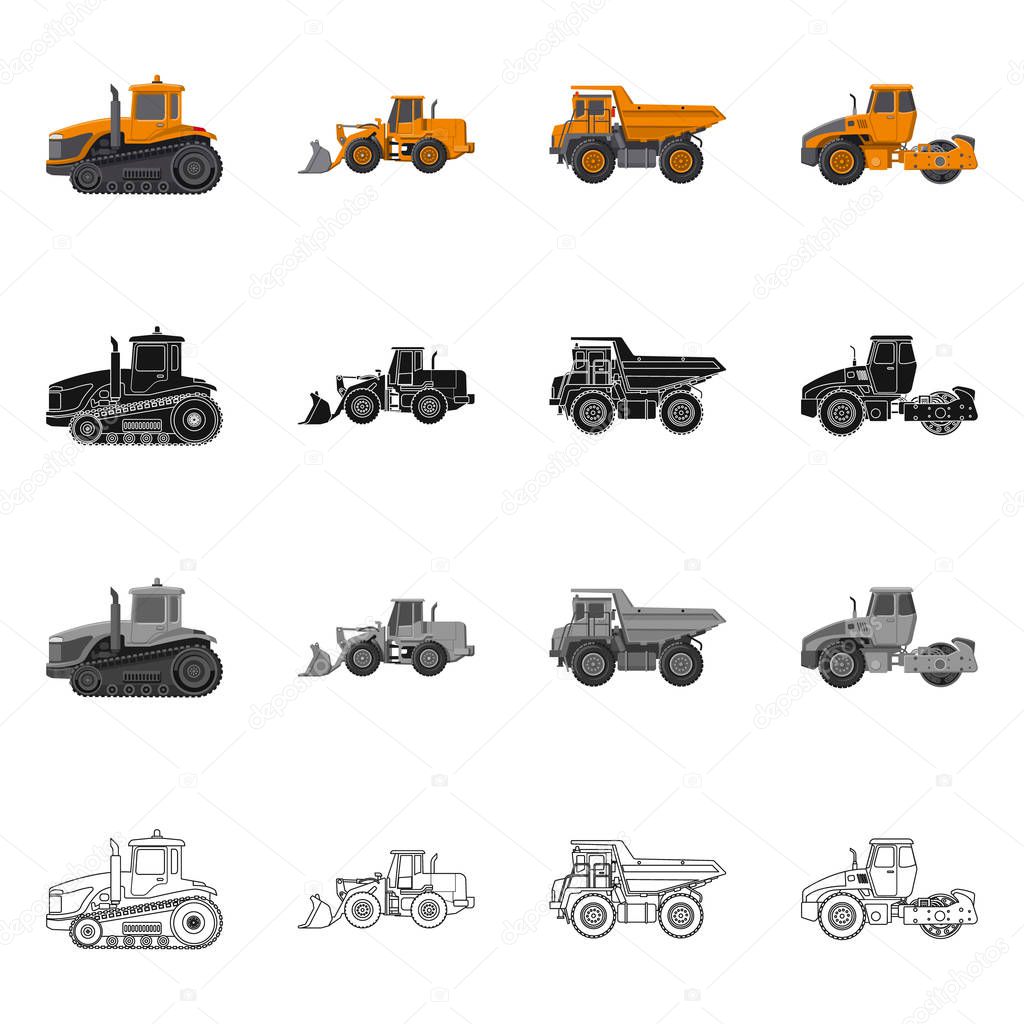 Isolated object of build and construction symbol. Collection of build and machinery stock symbol for web.