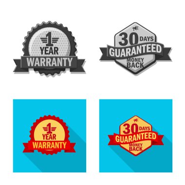 Amblem ve rozet simge vektör tasarımı. Web için amblem ve etiket hisse senedi simgesi kümesi.