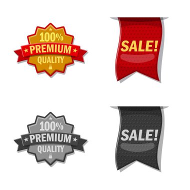 Amblem ve rozet işareti yalıtılmış nesne. Web için amblem ve etiket hisse senedi simgesi kümesi.