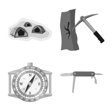 Dağcılık ve tepe logo vektör çizimi. Dağcılık ve kamp stok vektör çizim.