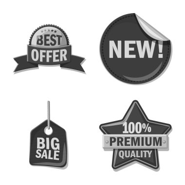 Amblem ve rozet simge vektör tasarımı. Hisse senedi için amblem ve etiket vektör simge topluluğu.