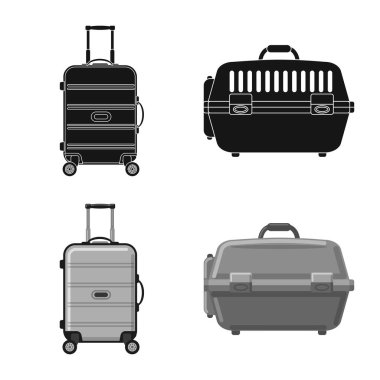 Bavul ve Bagaj logo yalıtılmış nesne. Web için bavul ve yolculuk hisse senedi simgesi kümesi.