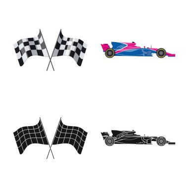 Araba ve ralli logosu yalıtılmış nesne. Araba ve yarış hisse senedi vektör çizim seti.