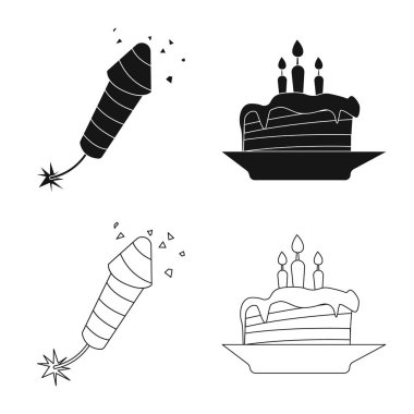 Parti ve Doğum işareti vektör tasarımı. Hisse senedi için kutlama ve parti vektör simge kümesi.