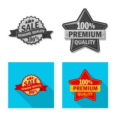 İllüstrasyon işareti amblemi ve rozet vektör. Amblem ve etiket hisse senedi simgesi için web topluluğu.