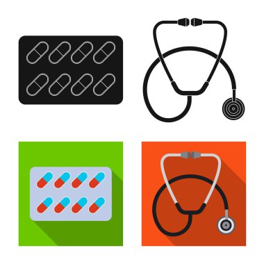 Eczane ve hastane simge vektör tasarımı. Hisse senedi için eczane ve iş vektör simge kümesi.