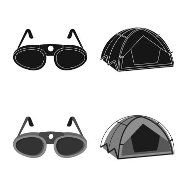 Dağcılık ve en yüksek işareti çizimi vektör. Kamp ve dağcılık topluluğu hisse senedi için vektör simgesi.