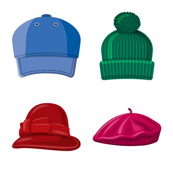 帽子とキャップのシンボルのベクター デザイン。帽子やアクセサリーの株式ベクトル イラスト集. — ストックベクタ
