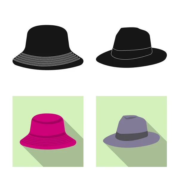 Objeto aislado de casco e icono de la tapa. Conjunto de sombreros y accesorios stock vector ilustración . — Archivo Imágenes Vectoriales