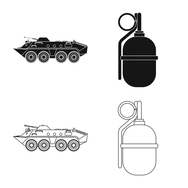 Vector design of weapon and gun icon. Collection of weapon and army stock vector illustration. — Stock Vector