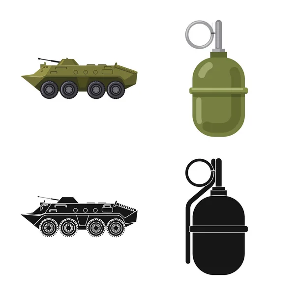 Isolerade objekt av vapen och pistol-ikonen. Uppsättning av vapen och armén lager vektorillustration. — Stock vektor