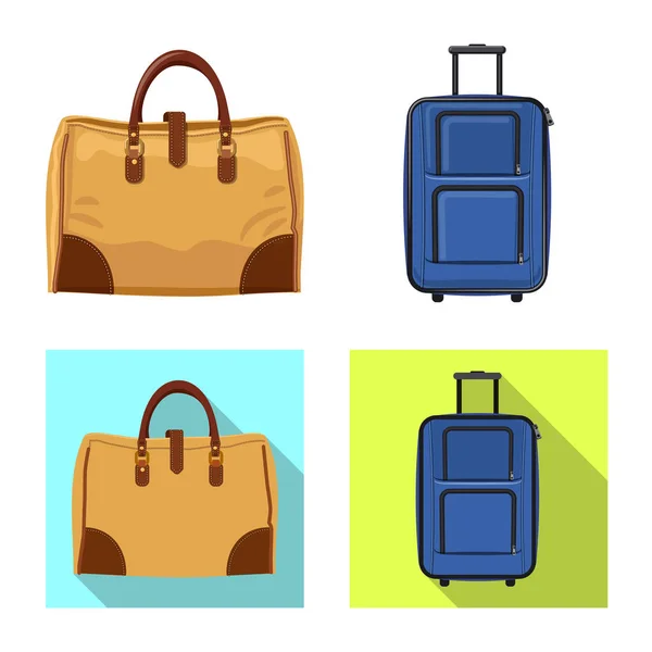 Diseño vectorial del logotipo de maleta y equipaje. Colección de maletas e ilustración de vectores de viaje . — Vector de stock