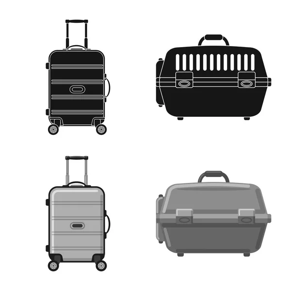 Изолированный предмет чемодана и логотип багажа. Набор символов чемодана и путевого запаса для паутины . — стоковый вектор
