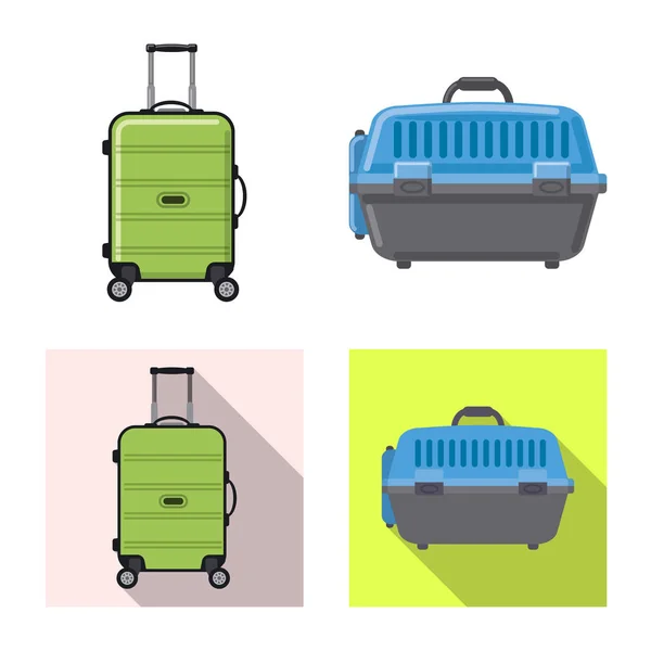 Geïsoleerde object van pictogram koffer en bagage. Set van pictogram in de koffer en reis de vector voor voorraad. — Stockvector