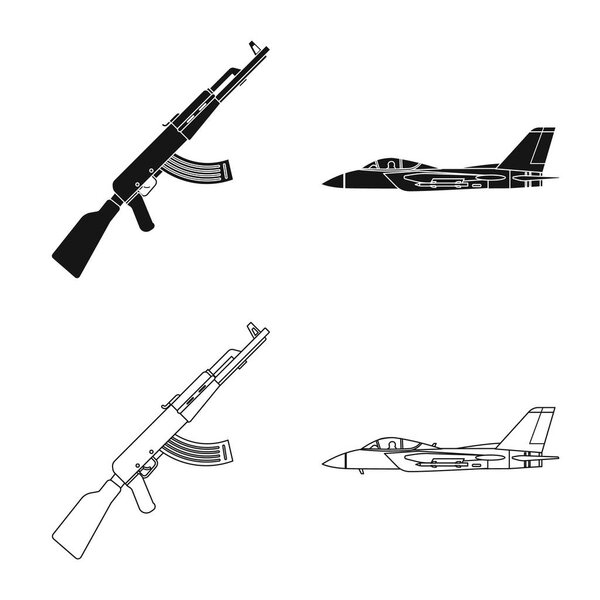 Векторный дизайн оружия и оружейного знака. Набор оружия и армейского инвентаря
.