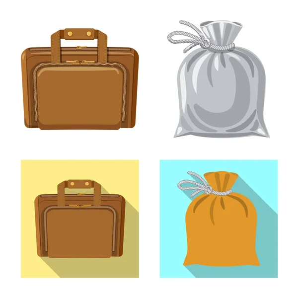 Vector illustration of suitcase and baggage sign. Set of suitcase and journey vector icon for stock. — Stock Vector