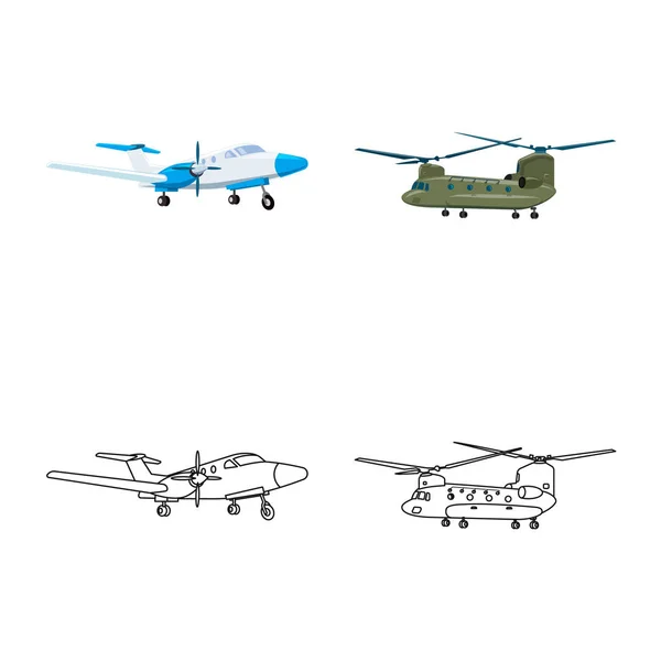 Vektordesign von Flugzeug und Transportlogo. Sammlung von Flugzeug- und Himmelssymbol für das Web. — Stockvektor
