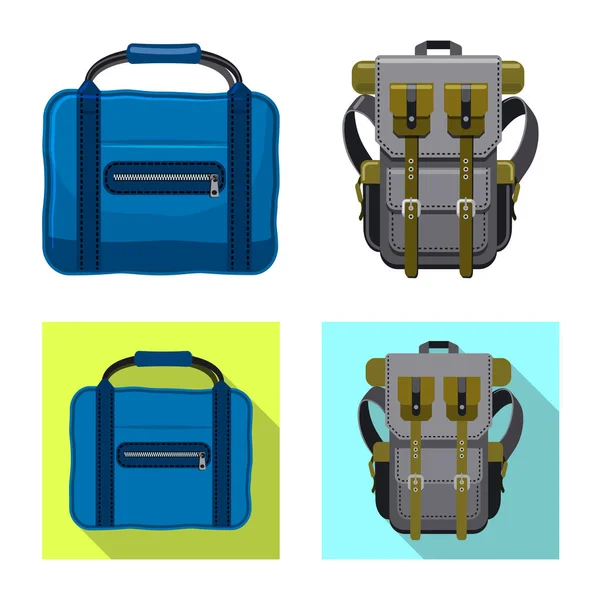 Objeto aislado de maleta e icono de equipaje. Conjunto de maleta e icono de vector de viaje para stock . — Vector de stock