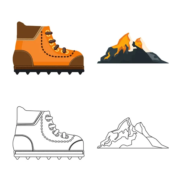 Illustration vectorielle de l'alpinisme et symbole de pic. Collection d'icône vectorielle alpinisme et campement en stock . — Image vectorielle