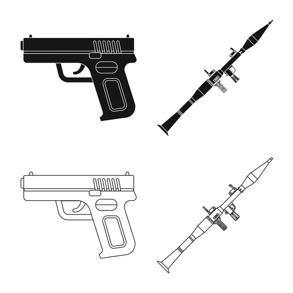 Objeto isolado de arma e logotipo da arma. Coleta de arma e ícone do vetor do exército para estoque . — Vetor de Stock