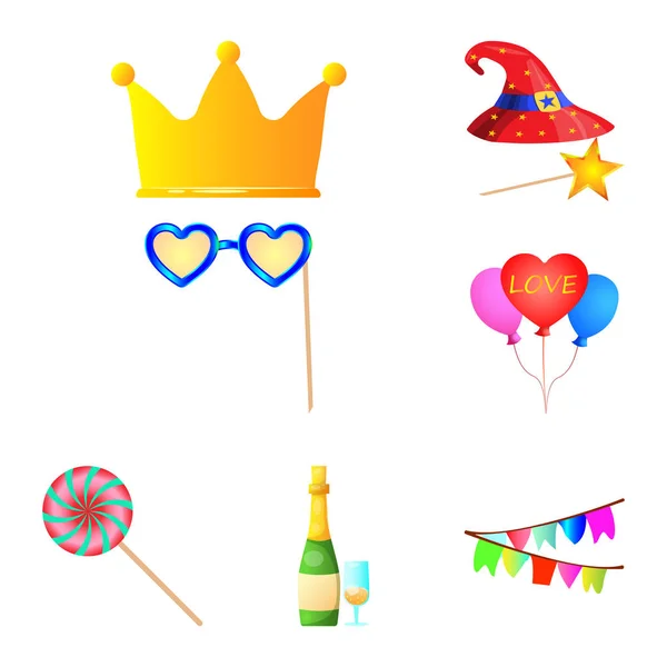Design vettoriale della festa e del simbolo di compleanno. Set di partito e celebrazione stock vettoriale illustrazione . — Vettoriale Stock