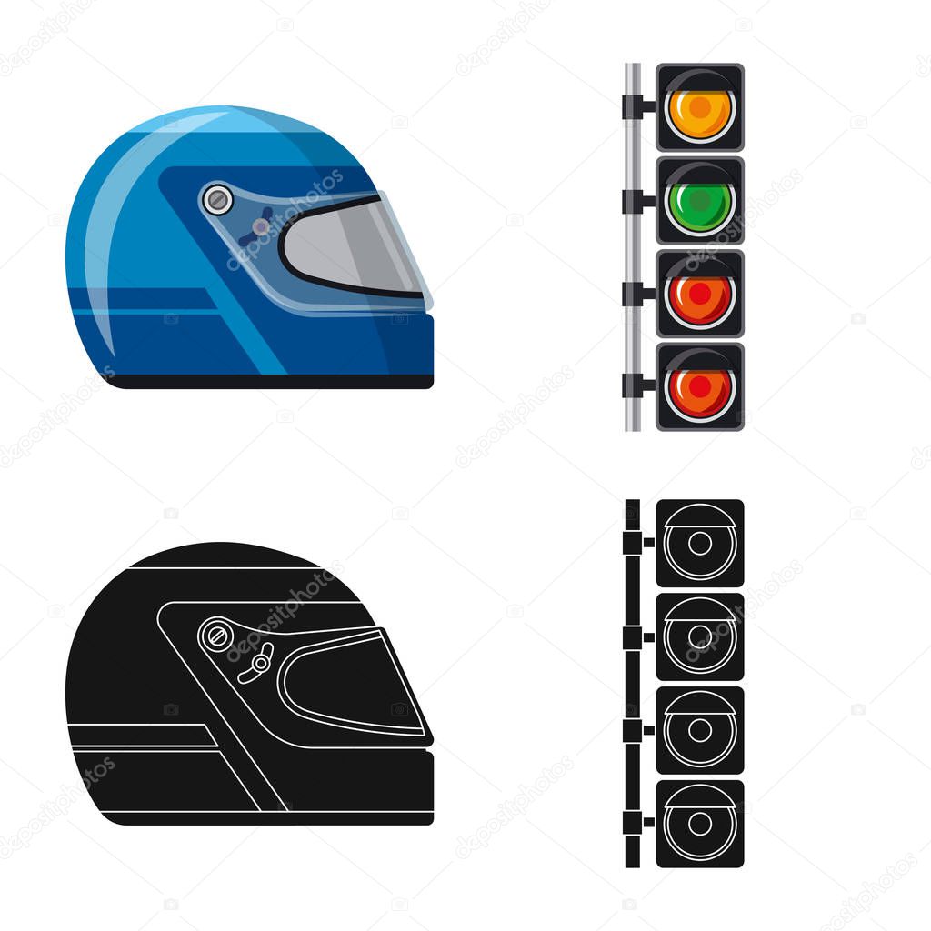 Isolated object of car and rally logo. Set of car and race stock vector illustration.