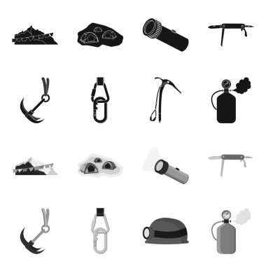 Dağcılık ve en yüksek işareti yalıtılmış nesne. Dağcılık ve kamp kümesi web için hisse senedi simgesi.