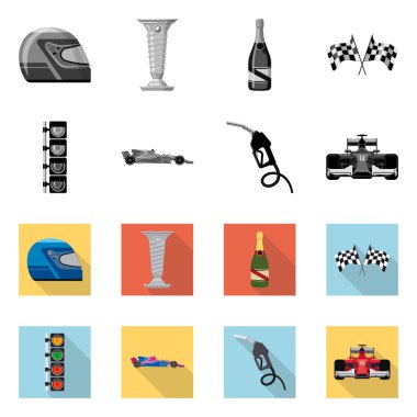 Araba ve ralli simge vektör Illustration. Araba ve yarış hisse senedi simgesi web için kümesi.