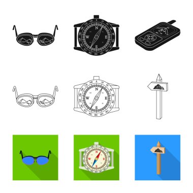 Dağcılık ve tepe logo yalıtılmış nesne. Dağcılık ve kamp stok vektör çizim.