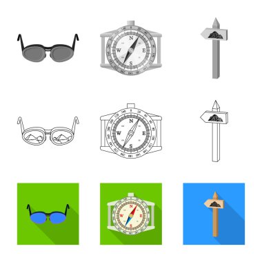 Dağcılık ve tepe simge vektör Illustration. Dağcılık ve kamp set vektör simge stok için.