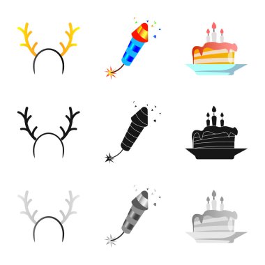 Parti ve Doğum günü simge vektör Illustration. Hisse senedi için kutlama ve parti vektör simge topluluğu.