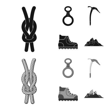 Dağcılık ve tepe logo yalıtılmış nesne. Dağcılık ve kamp set vektör simge stok için.